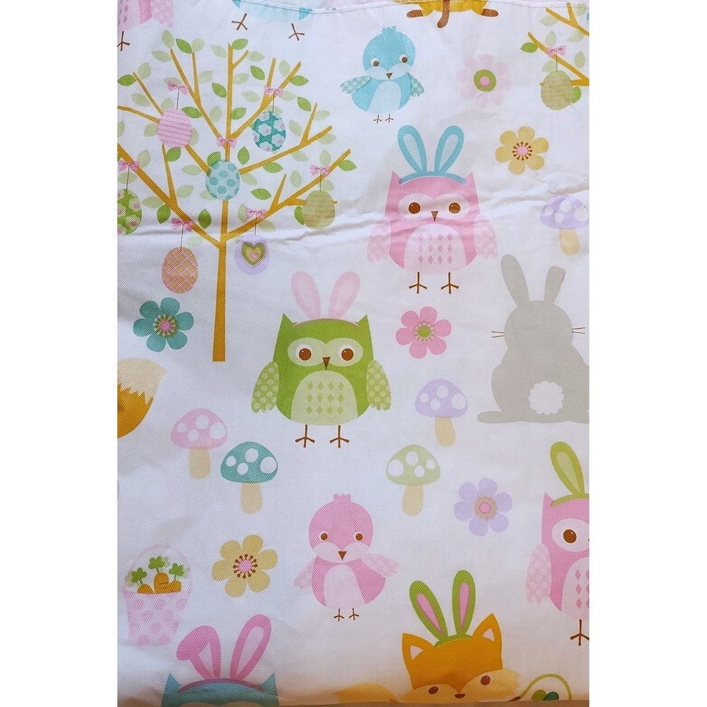 Easter Tablecloth Pastel Colors  69"X52" Vinyl Flannel Back Bunnies Chicks‎ Eggs